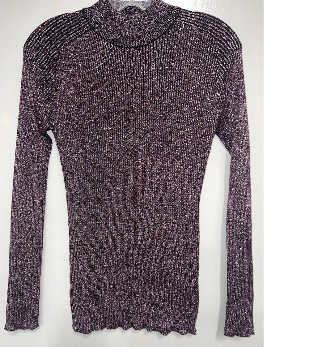 NWOT YAL New York Ribbed Turtleneck Sweater Purple Metallic M